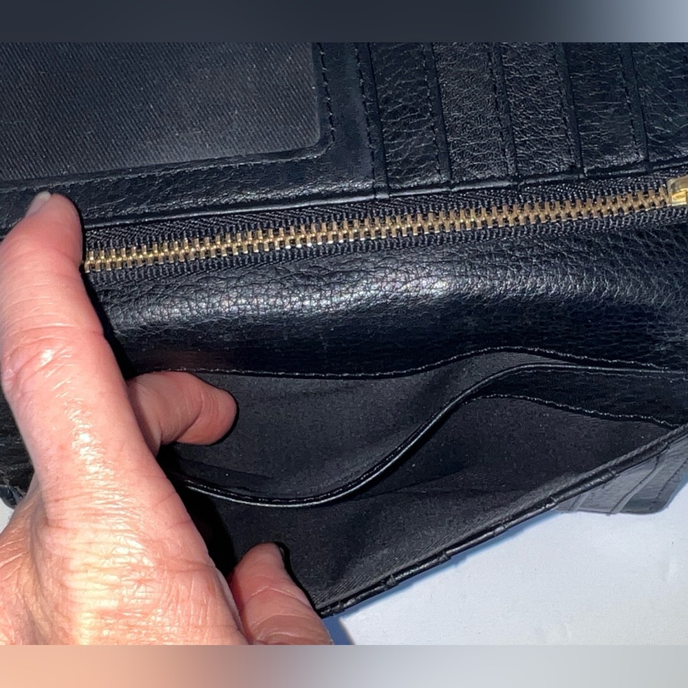 Vtg Fossil Wallet Black Soft Pebble Leather - Picture 10 of 12